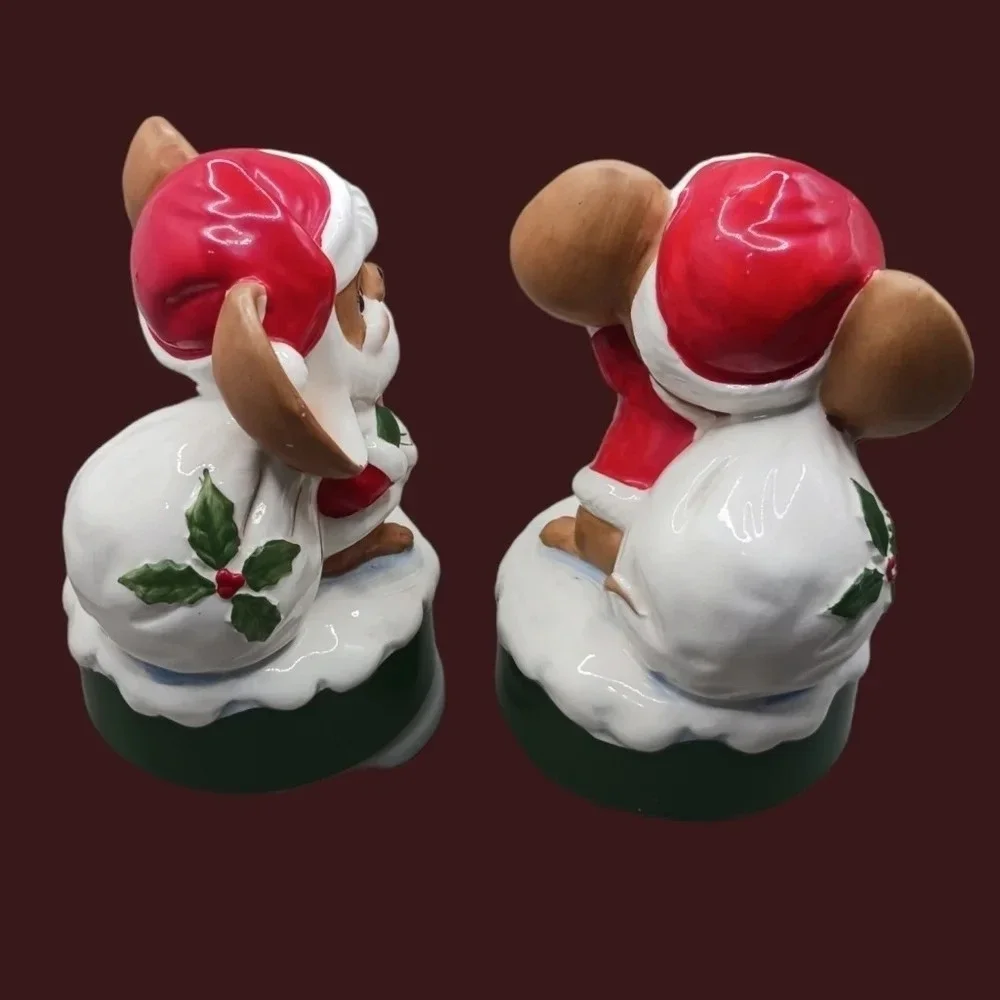 Vtg christmas mice santa musical play set of 2
